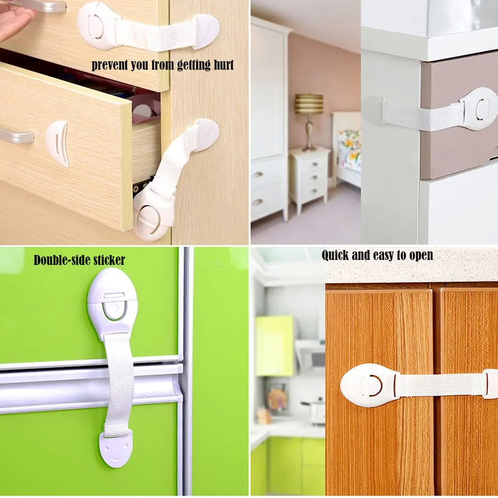 10Pcs Baby Safety Drawer Lock Anti-Pinching Hand Cabinet Drawer Locks Plastic White Safety Buckle for Children Kids Protection