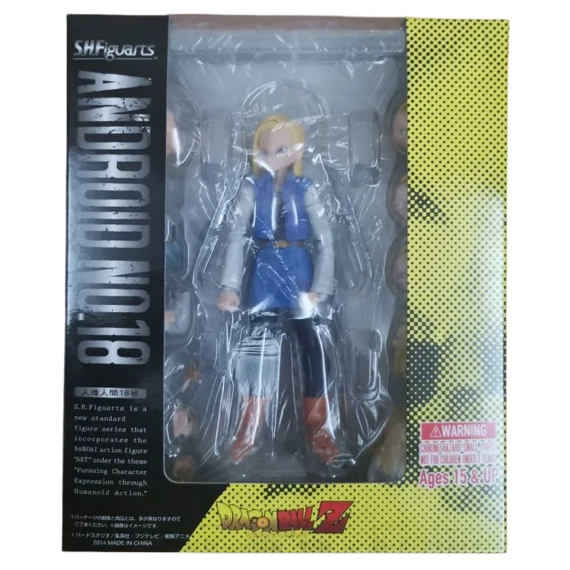 In Stock Dragon Ball Z Shfiguarts Android No.18 with Logo Articulate Action Figure Toys Shf Model Desktop Collection Toys Gifts