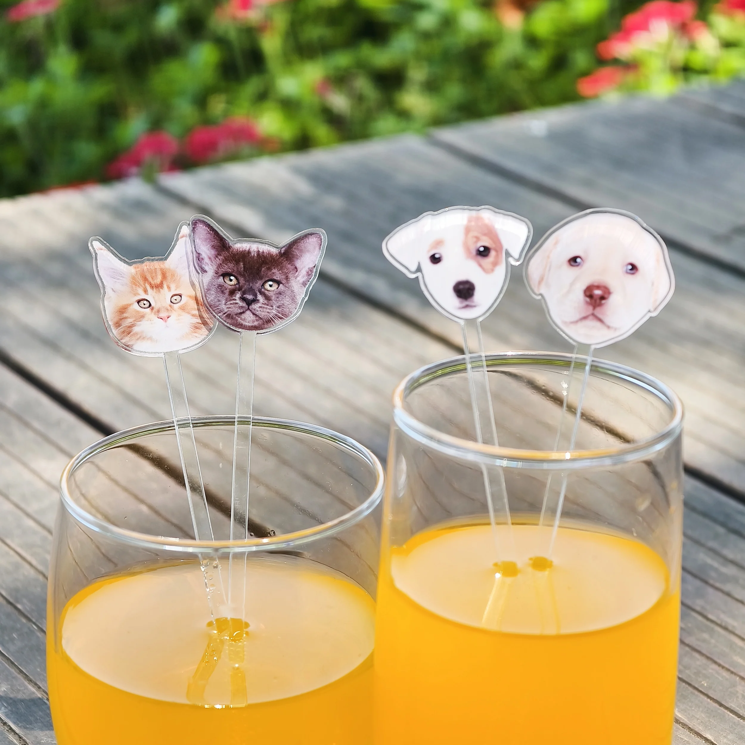 

Personalized Cocktail Stirrers Acrylic Party Drink Stirs Birthday Souvenir Custom Pet Face Drink Stir Wedding Table Decoration