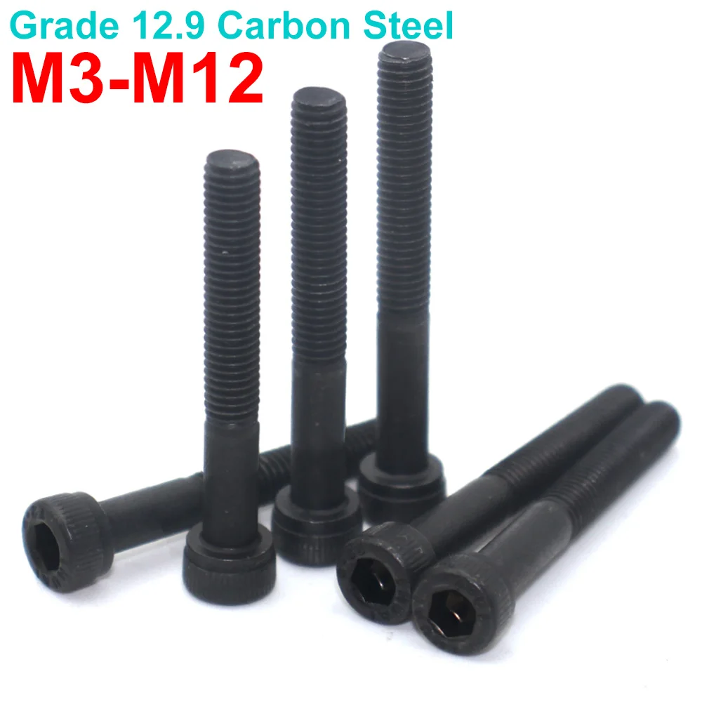 M3 M4 M5 M6 M8 M10 M12 Half Thread Hex Socket Cap Head Bolt DIN912 Grade 12.9 Carbon Steel Extended Length Cup Head Screw