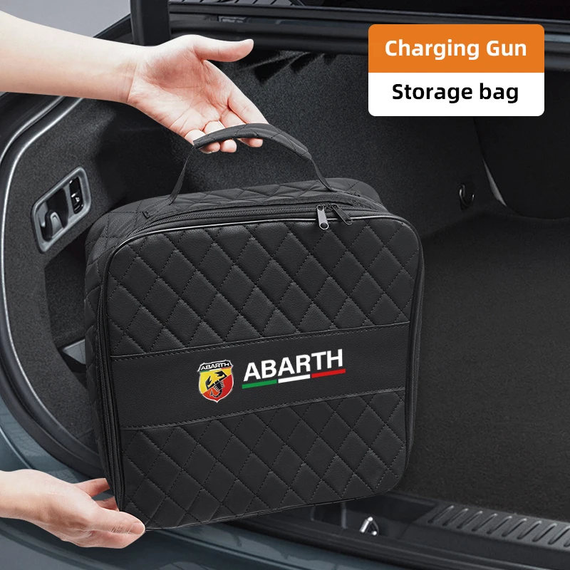 Auto Leder Lagerung Tasche Hohe kapazität Auto Stamm Handtasche Für Fiat Abarth 500Tipo FR Punto Ducato Stilo Palio Bravo Pondo Viagio