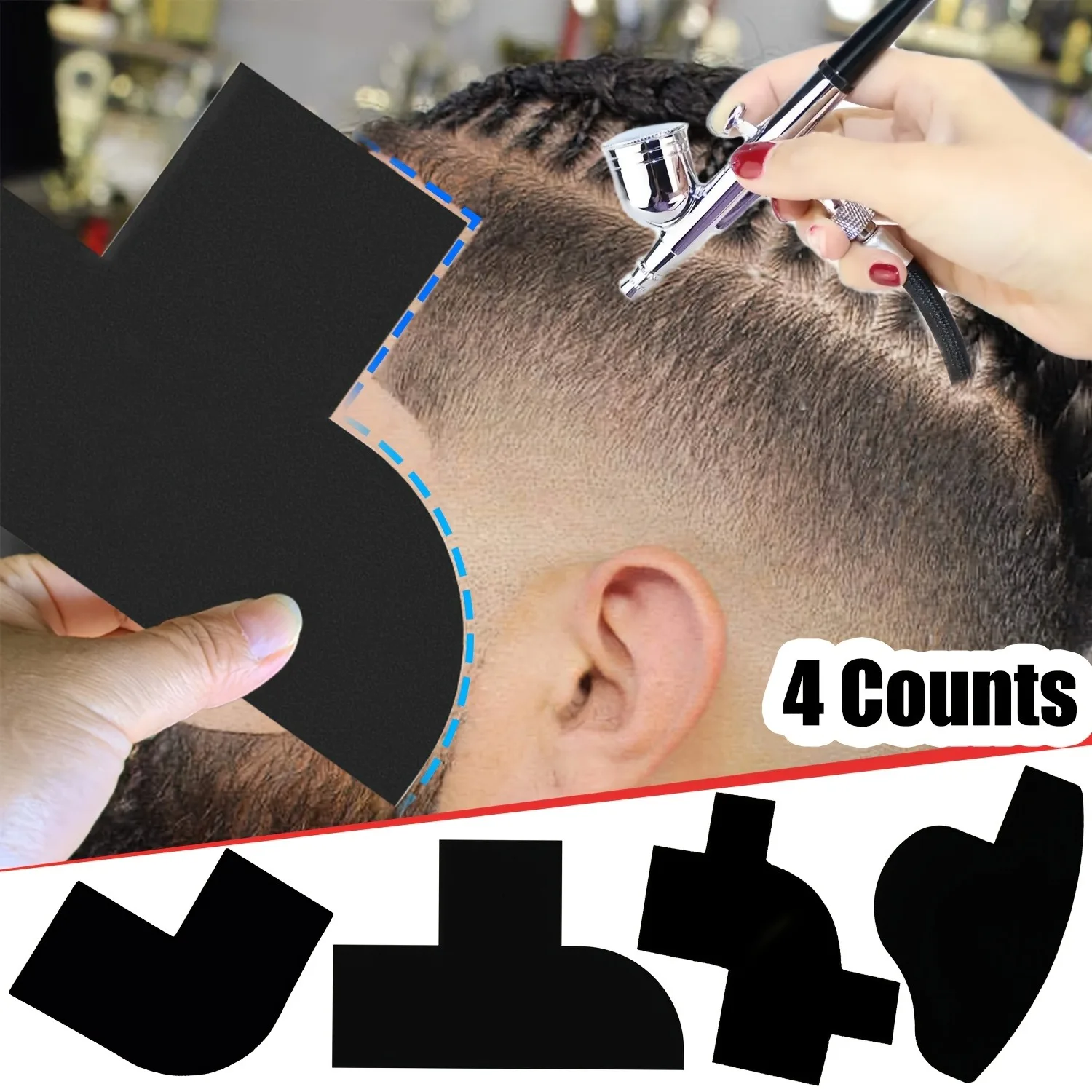 

4pcs Men's Beard Shaping & Styling Kit: Precision Trim Card, Hairline Template - Fragrance-Free, Ideal for Beards & Mustaches