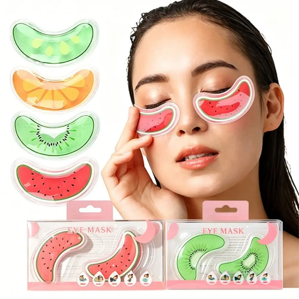 Fruit Design Cooling Gel Pad Soft Gel Reusbale Puffiness Relief Eye Pad Leak Proof Transparent Hot Cold Eye Compress Patch