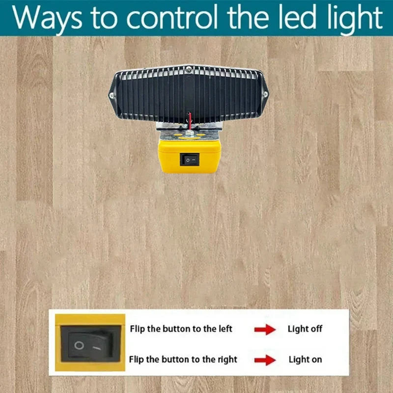 30LED-werklamp Licht Zaklamp Spotlight USB & Type-C Power Bank met laagspanningsbeveiliging voor Dewalt Li-batterij