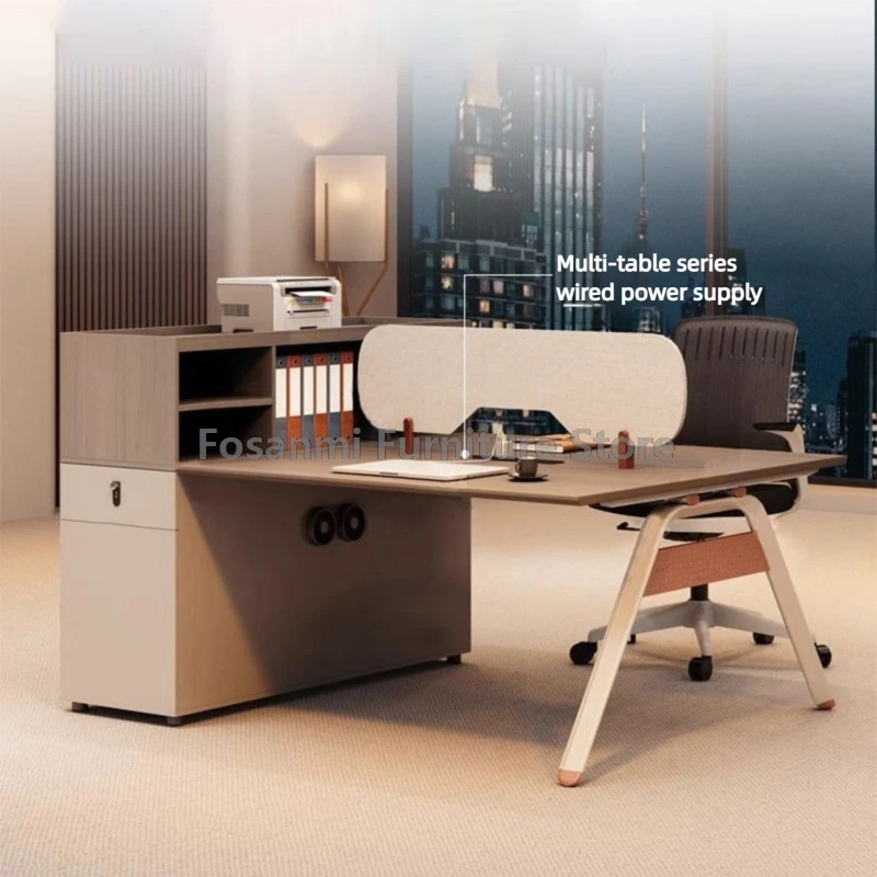 Modernes Büro-Schreibtisch- und Stuhl-Set mit Schublade für 1–2 Personen, einfacher Schreibtisch mit Bildschirm, Computer-Netzstuhl, Tisch, Arbeitsmöbel-Set