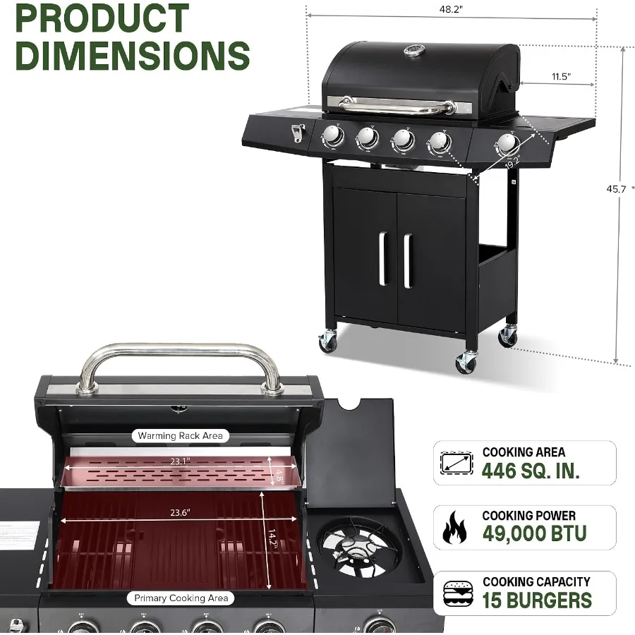 Propane Gas Grill and Griddle Combo with Side Burner
