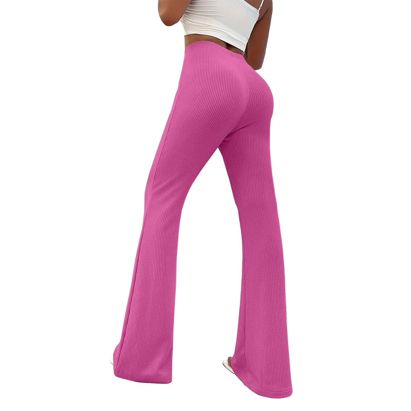 

Women's Ribboned Yoga Flared Pants High-Waisted Tummy-Slimming Slightly Flared Sports Fitness Pants Stretch Slim Fit Yoga Pants
