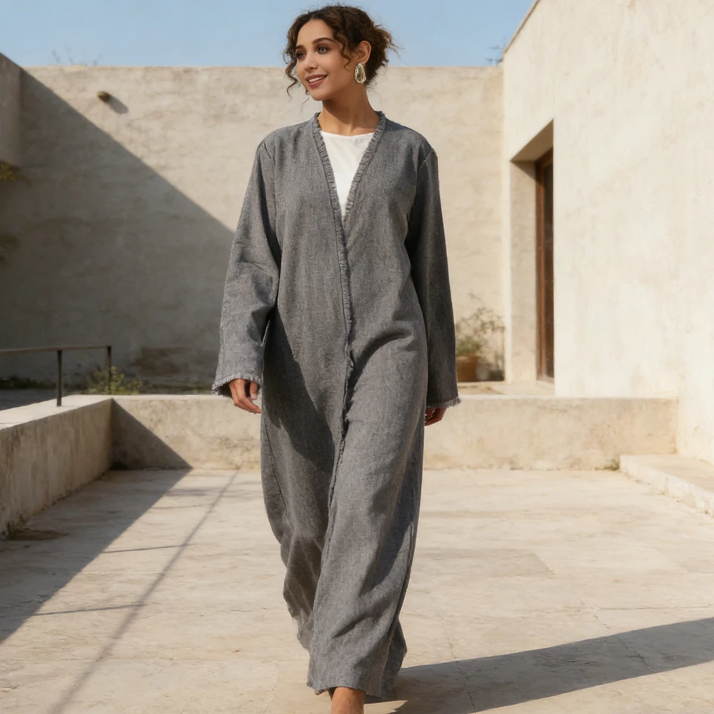 

Ramadan Eid Kebaya Jalabiya WOmen Muslim Dress Dubai Open Abaya Turkey Kaftan Islam Clothing Kimono Cardigan rOBE Caftan Abayas