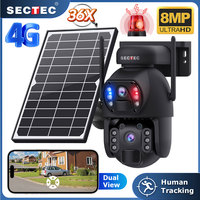 SECTEC 8MP 36X Dual PIR Dual Lens IP67 Metal  Battery PTZ Solar CCTV Camera Solar Outdoor Surveillance Camera Night Vision