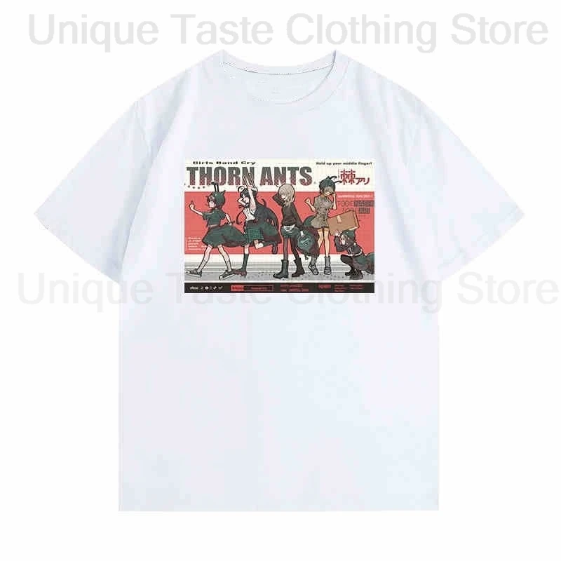 Anime MÄDCHEN BAND CRY T Hemd Rupa ISERI NINA KAWARAGI MOMOKA Cartoon Print T-shirt Mode Männer Frauen Baumwolle Kurzarm T Top