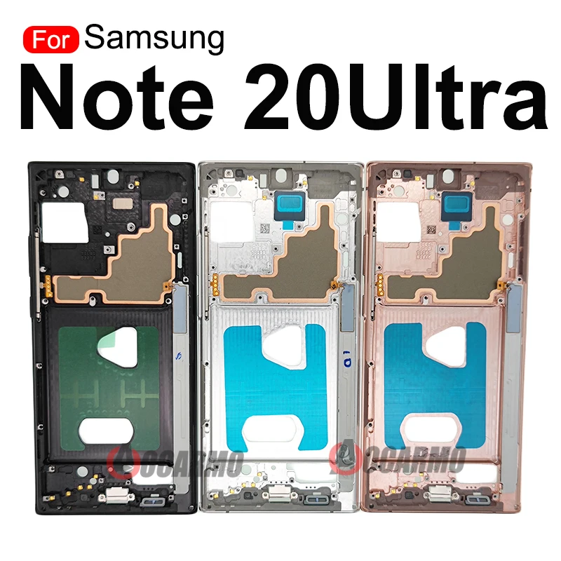 Black White Gold For Samsung GALAXY Note 20 Ultra N9860 Middle Frame Plate With Power Volume Buttons Side Key Repair Replacement