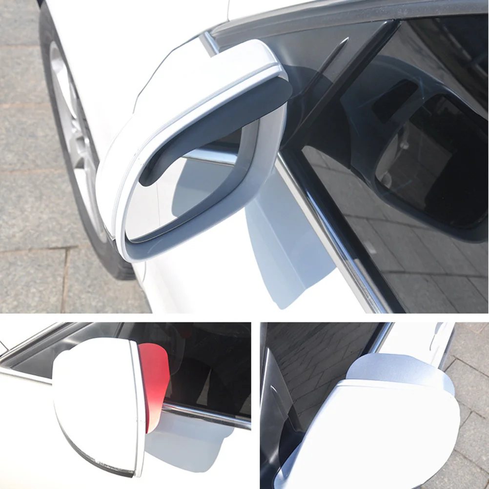 

2 Pcs Visor Rearview Mirror Rain Cover Window Car Guards Red Sun Protection Silver for