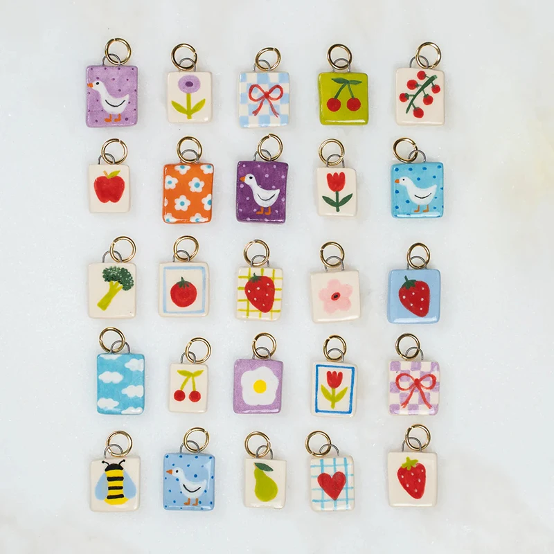 

10pcs/lot DIY Mix Jewelry Accessories Stainless Steel Cherry Pear Charms Phone Shell Pendant