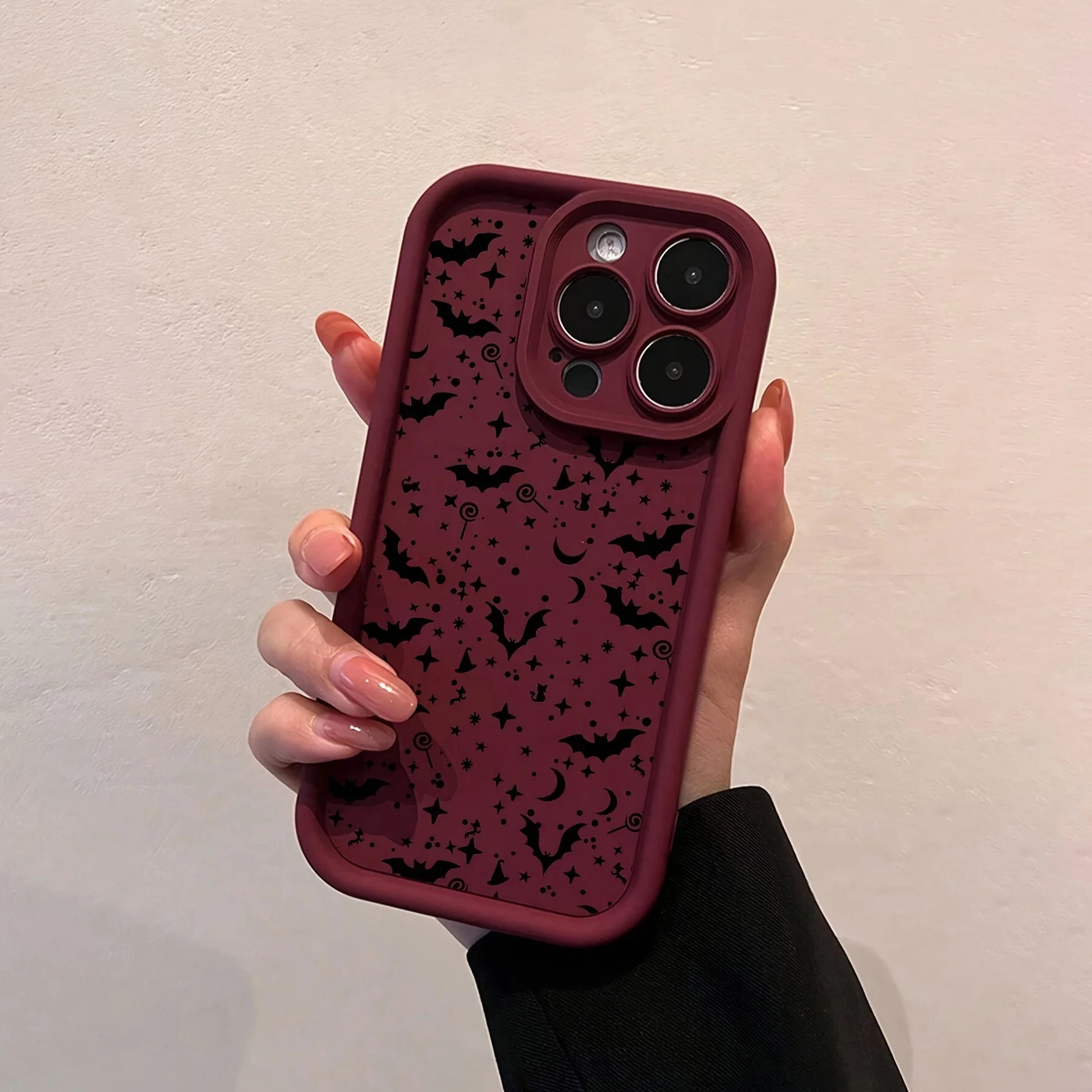 Чехол с рисунком летучих мышей, звезд и луной для создания загадочной атмосферы, подходит для iPhone от 17 до 11 Pro Max Plus.