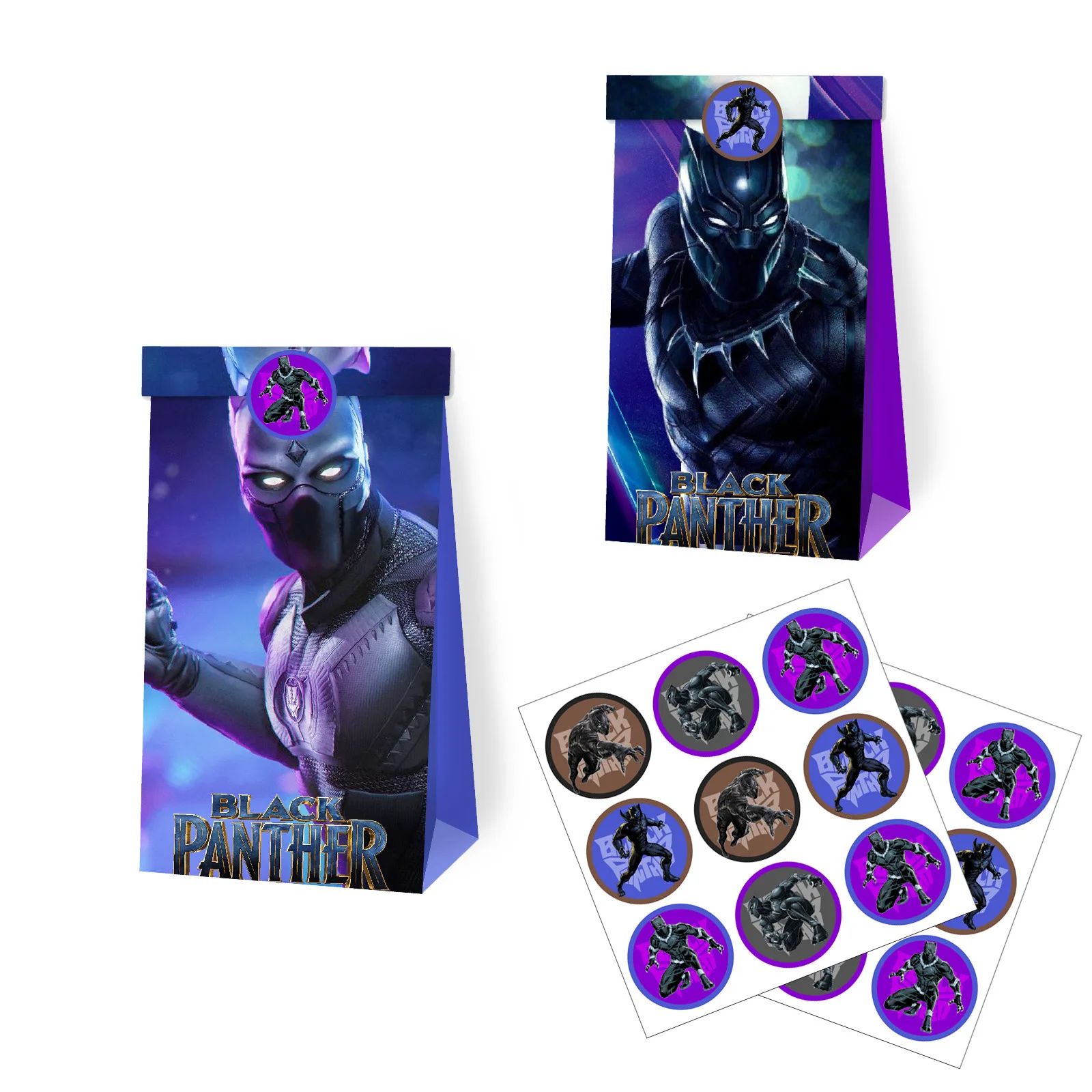 12/48Pcs Superhero Black Panther Paper Gift Bags Candy Box Birthday Party Decoration Kids Gift Bag Baby Shower Supplies