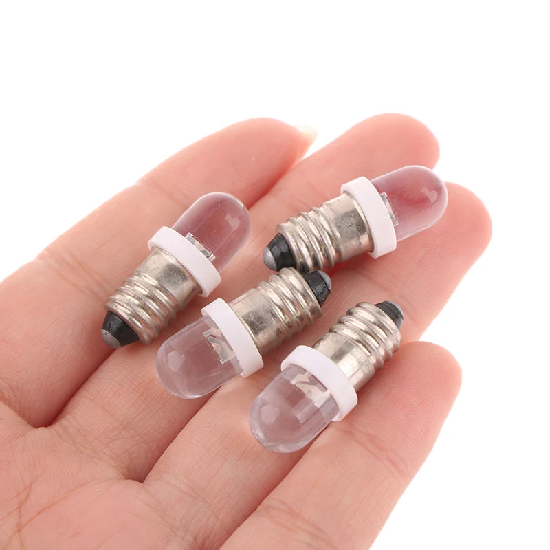

5Pcs E10 Led Bulb E10 DC 3V 6V 12V 24V Instrument Bulb E10 Indicator Bulb Old Fashioned Flashlight Torch DIY Work Mini Light