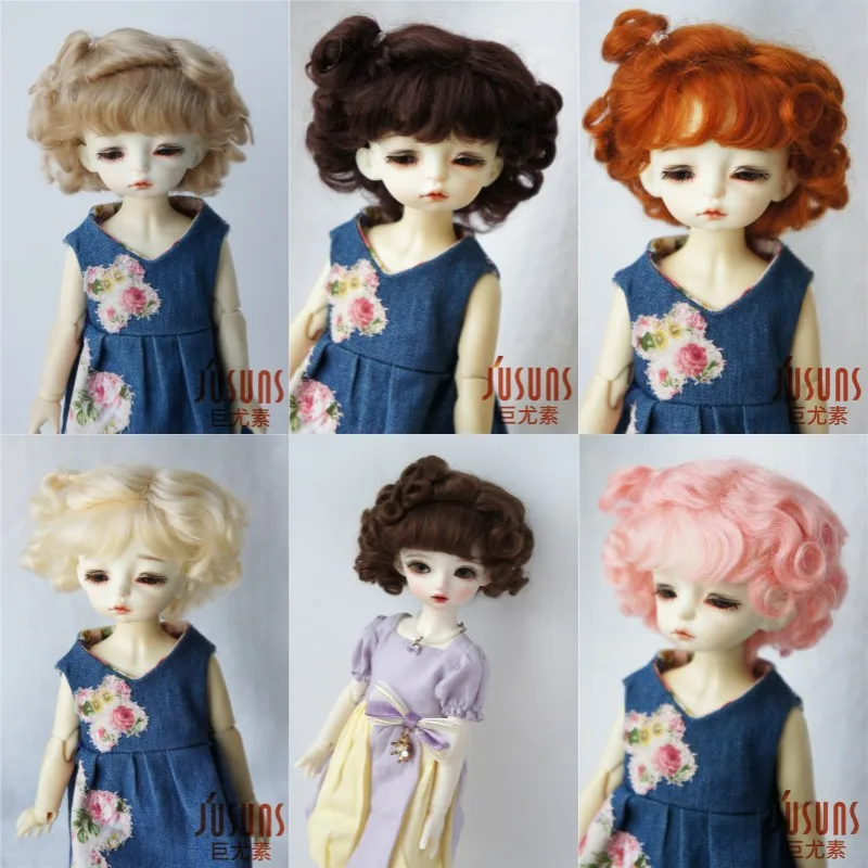 Jusuns JD250 5-6inch  6-7inch 7-8inch  Short Baby curly  with smart pony  mohair BJD wigs   1/8 1/6  1/4 OB11 YOSD MSD Doll Hair