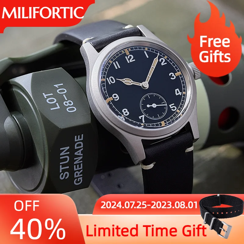 

MIlifortic D12 полевые военные наручные часы St1701 Subsecond люминесцентные 100 м водонепроницаемые из нержавеющей стали автоматические винтажные часы