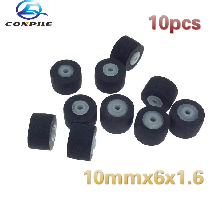 10pcs 10mmx6x1.6 pinch roller wheel belt pulley rubber for audio tape recorder cassette deck player