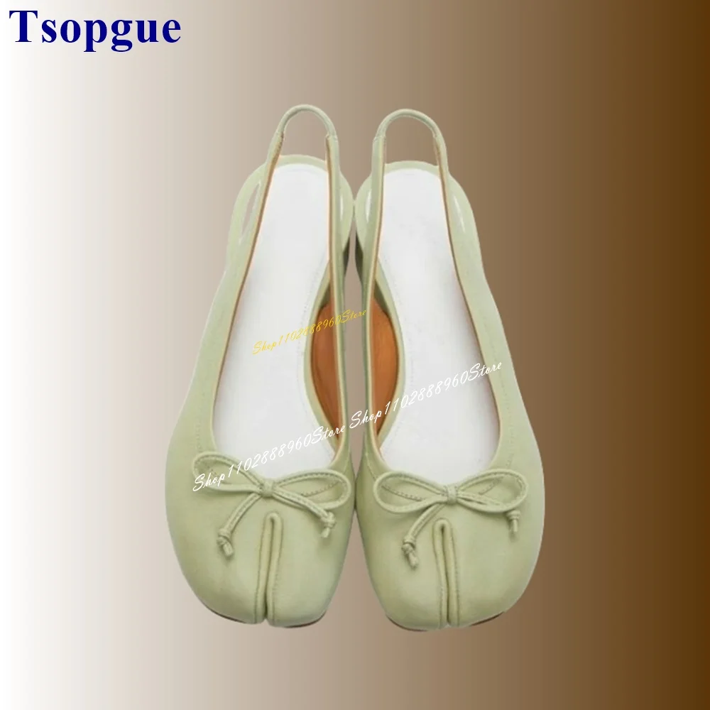 Slingback nero Bowknot Tabi scarpe sandali tacco tagliato tacco spesso scarpe da donna cinturino posteriore punta divisa 2024 moda Zapatos Para Mujere