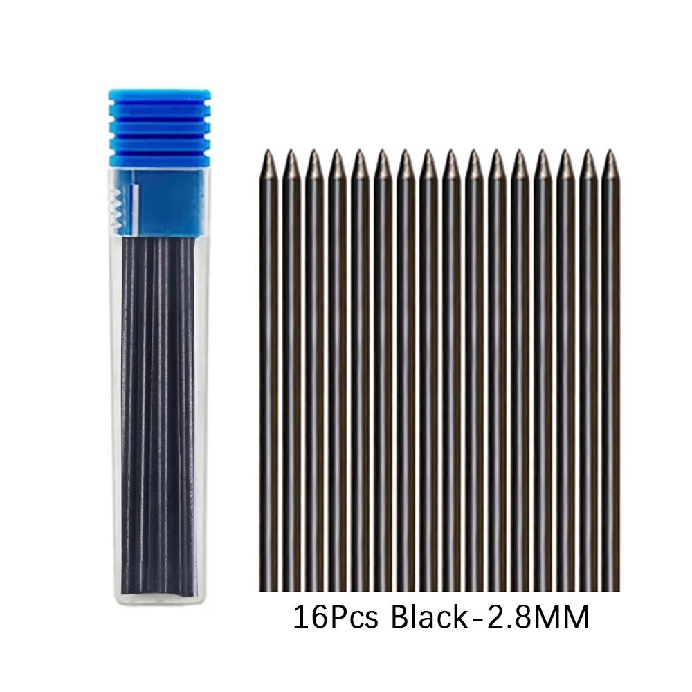 솔리드 목수용 연필 세트 (리필 16개 포함), 2.8mm 딥홀 기계식 연필 마커, 건축용 연필, 목공용 드래프팅 연필