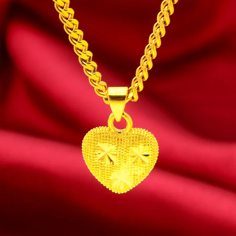 Liontin Hati Wanita Emas 24K AU999 - Eksklusif Wanita, bentuk hati bulat halus, kilau emas 24K yang hangat, garansi AU999
