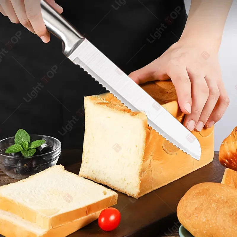 All Steel Professional Kitchen Knife Set 7inch Santoku Knife Meat Cleaver Boning Knife  Bread Cutting Kitchen Accessories