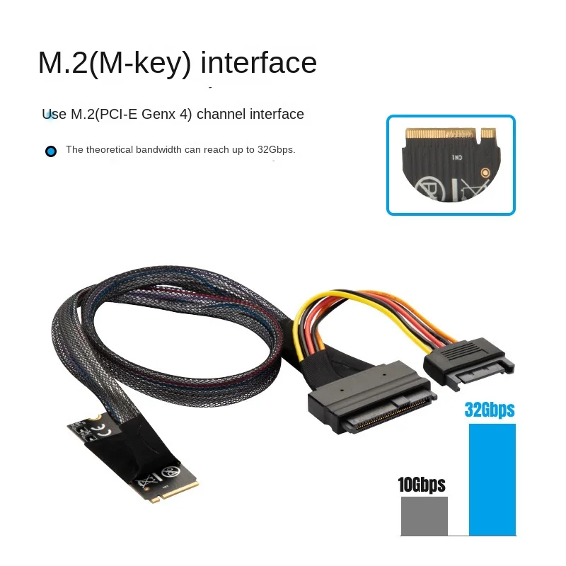 Imagem -03 - M-chave para U.2 Sff8639 Interface Cabo Adaptador Sata Conector Fêmea de 15 Pinos para 2.5 Nvme Ssd Disco Rígido M.2