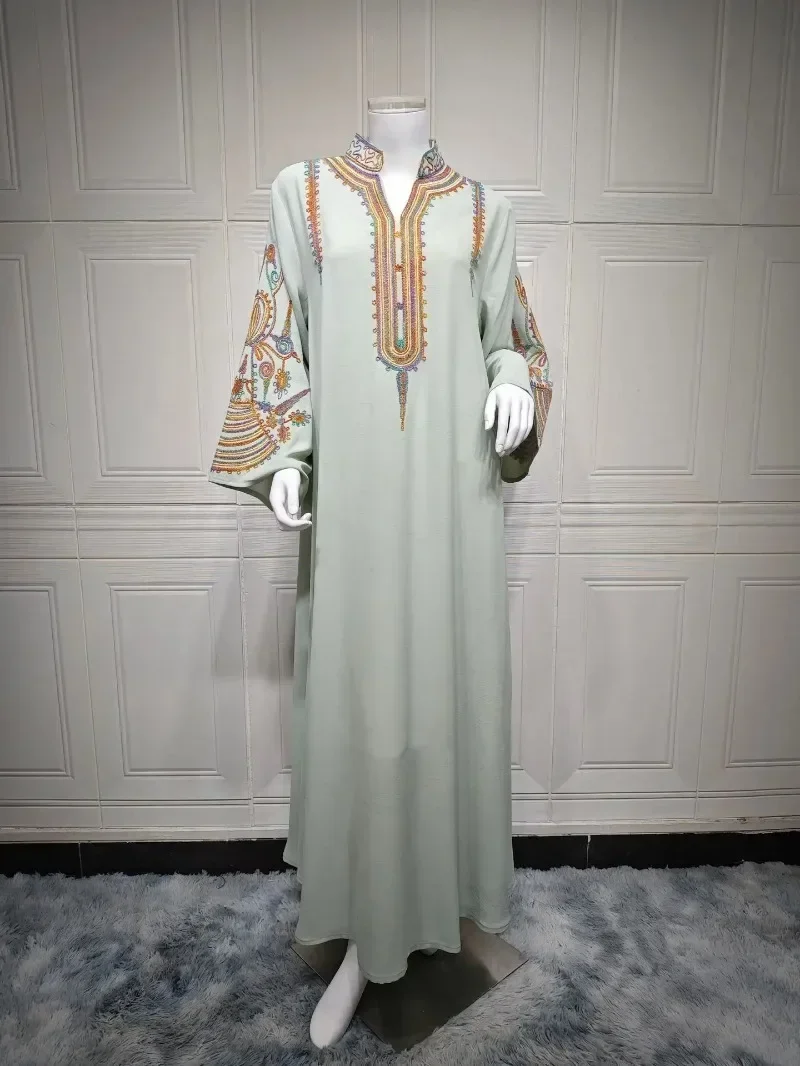 Caftán marroquí bordado Abayas para mujer, vestido Maxi musulmán, Ramadán Eid Djellaba, Jalabiya islámica, caftán marroquí, caftán femenino