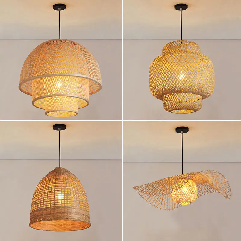 

Bamboo restaurant chandelier Rural countryside tea room creative personality lanterns hotel rattan woven lamps decoration maison