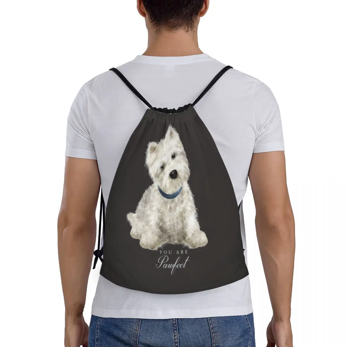 Sac à dos personnalisé West Highland White Terrier pour hommes et femmes, sac à dos de yoga, sac de sport de proximité, sac à dos Wstring pour l'entraînement