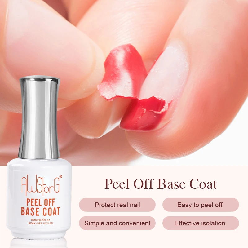 

AWStorG 15ML Peel Off Base Coat UV Gel Nail Polish Clear Primer Semi Permanent UV Soft Pratice Gel For Protect Care Nails Art
