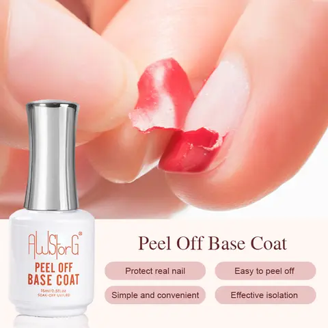 AWStorG 15ML Peel Off Base Coat Gel UV vernis à ongles apprêt clair Semi Permanent UV doux pratique Gel pour protéger soin des ongles Art