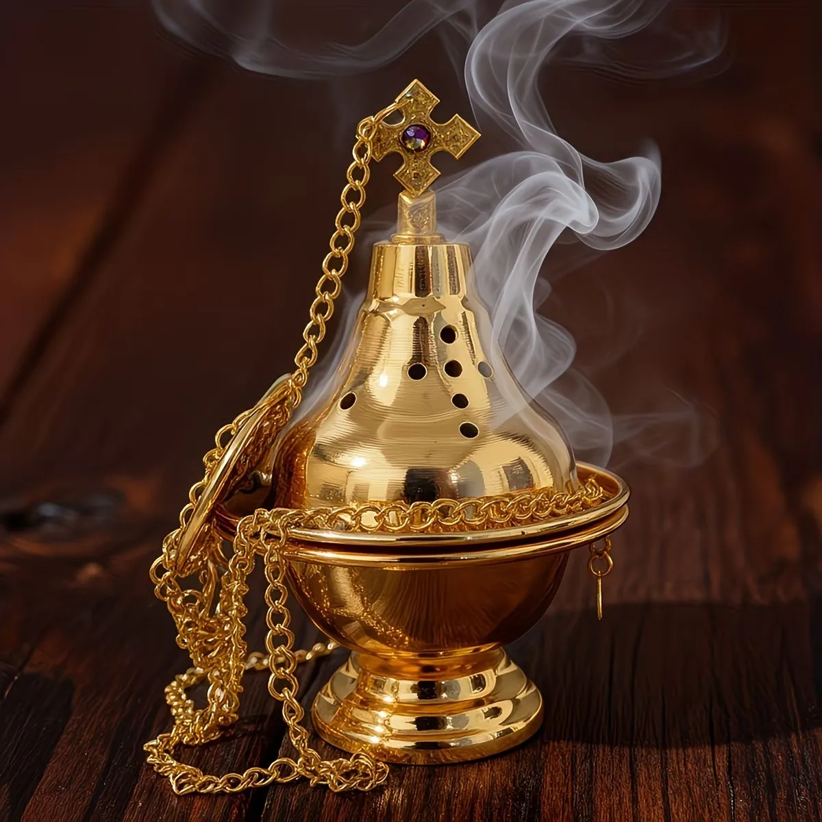 Vintage Metall-Räuchergefäß-Set, mit Goldenem Kohleklammer, Hängendes Kohle-Räuchergefäß, Geeignet für Meditation, Gebet, Yoga-Raum und Spirituelle Dekoration – Detail 7
