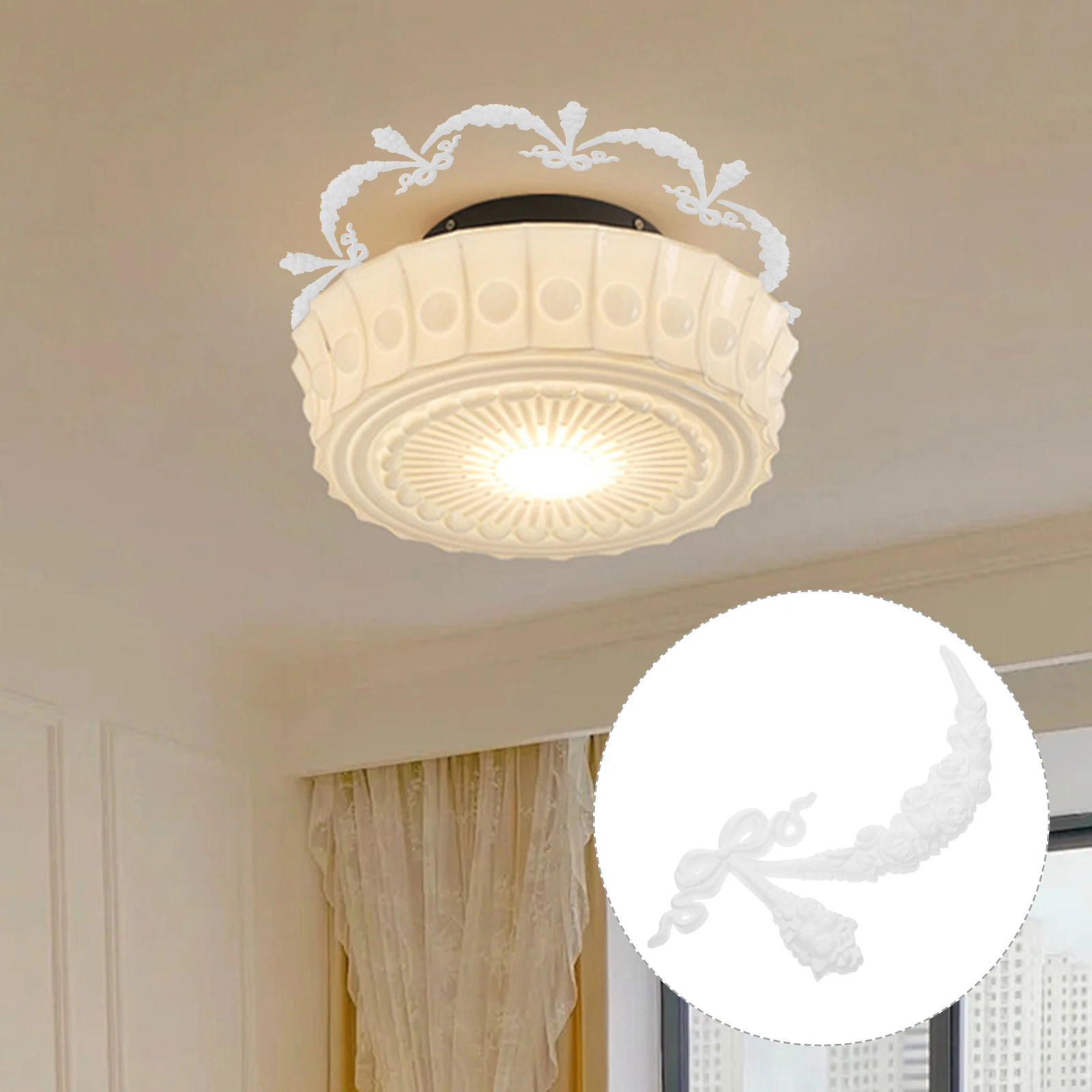 

Sturdy Ceiling Medallion Decorative Chandelier Bowknot Appliques Unpainted Onlays Diy Decor Wall Bed Mirror Furniture Large