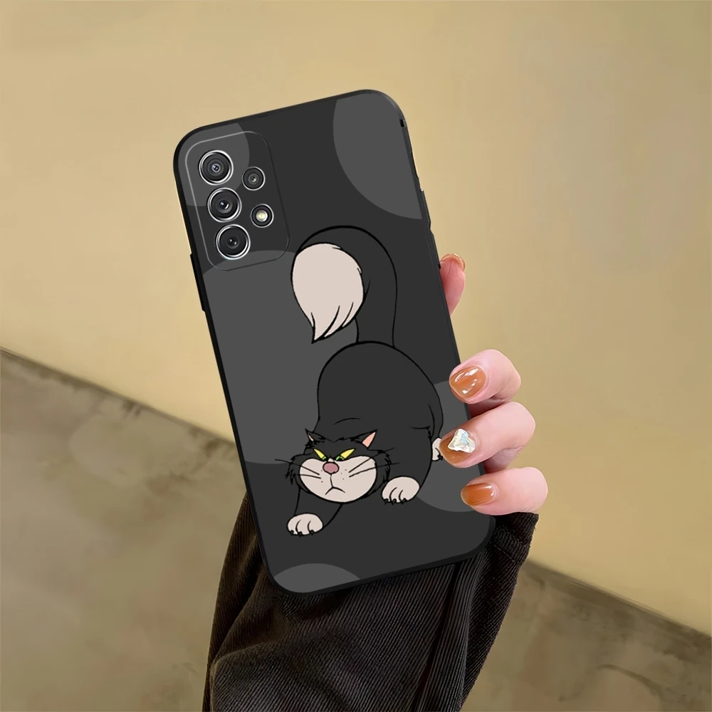 Cinderella Lucifer Cat Phone Case for Samsung Galaxy S23 S24 S20 S21 S22 Ultra Fe Plus M54 A34 A54 A24 A52 A53 Coque