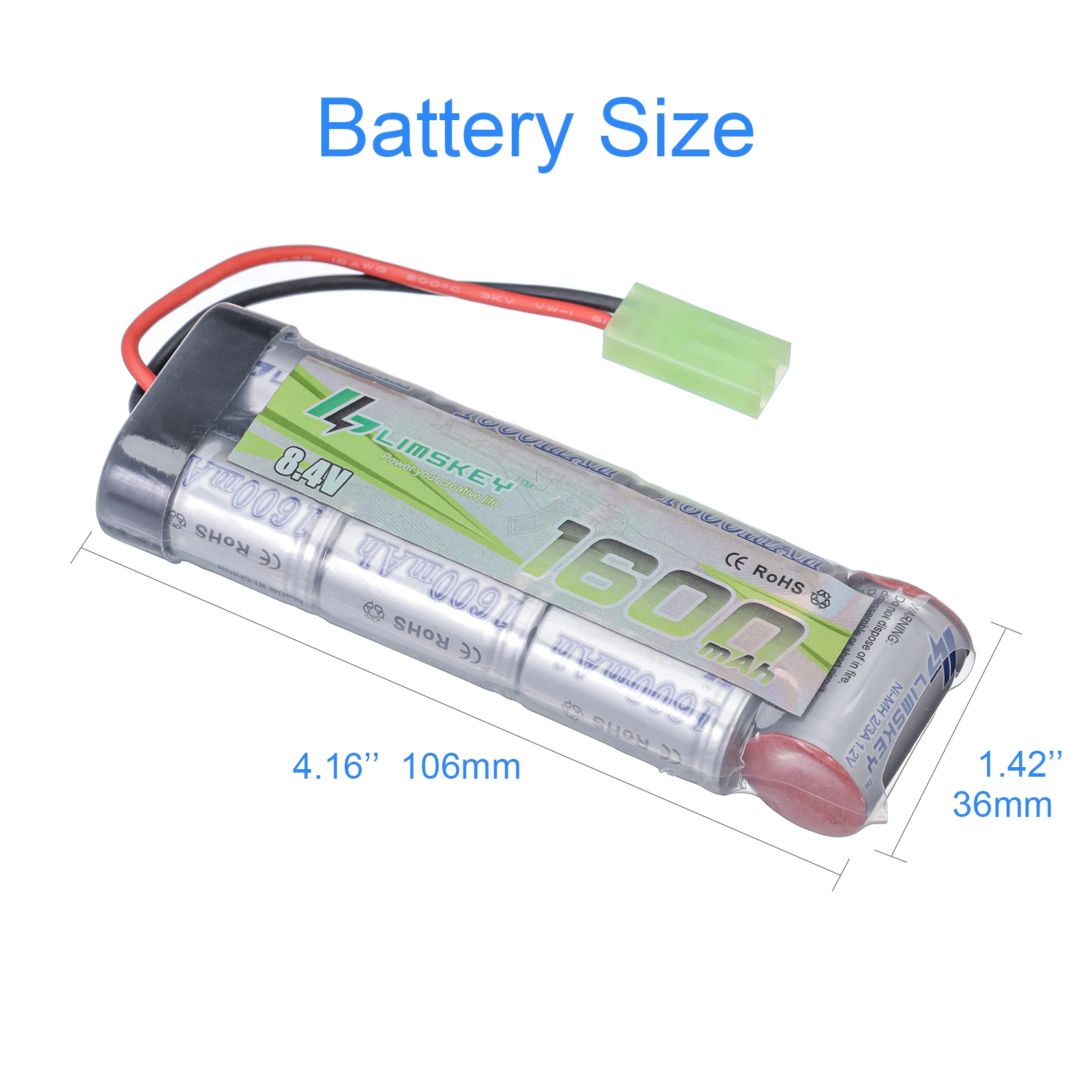 Płaski akumulator NiMH 7S 2/3A 8,4 V 1600 mAh i ładowarka do pistoletów Airsoft MP5, Scar, M249, M240B, M60, G36