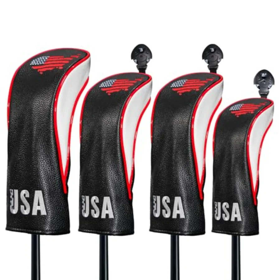 

Набор из 4 или 1 шт. чехлов для гольф-клюшек (для вудов, драйверов, фервейных клюшек, гибридов) из искусственной кожи, для мужских и женских клюшек, включая паттеры-маллеты и паттеры-лезвия.