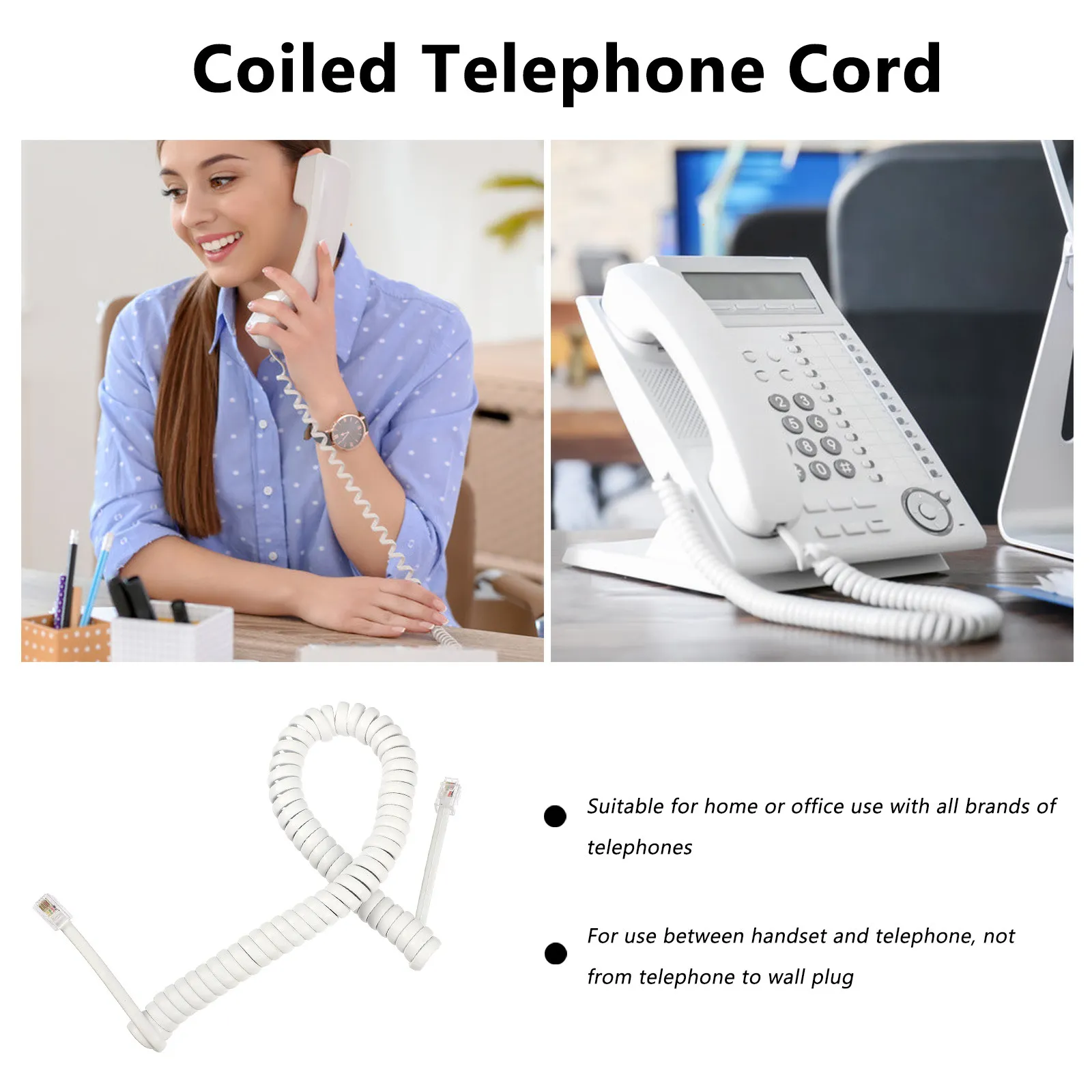 10Pcs Coiled Telephone Cord Universal Spring Design for Landline Phones Prevents Tangle Ideal Home Office Use