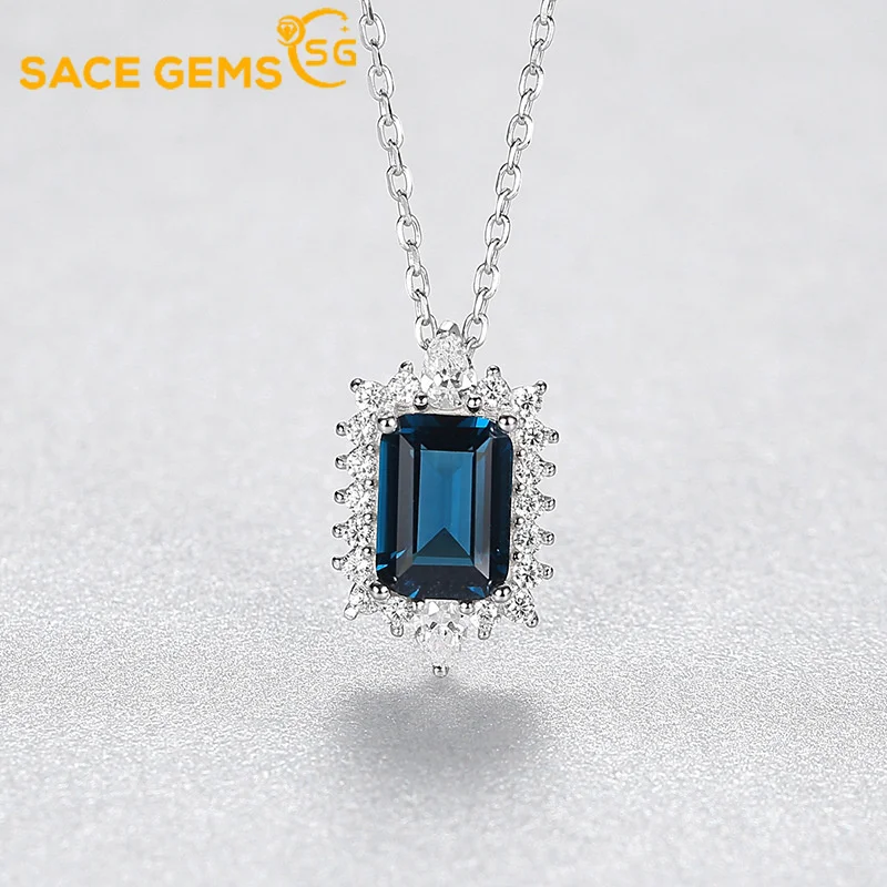 

SACE GEMS 100% Стерлинговое Серебро, Сапфир кулон для женщин Свадебные ювелирные изделия вечерние вечеринок подарок на день Святого Валентина