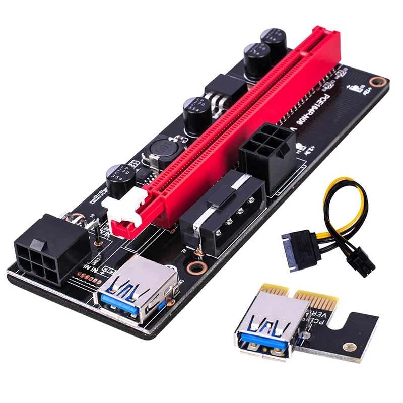 2X PCI-E Extender PCI Express Riser Extension Cord USB 3.0 Adapter Card PCIE 1X To 16X For Linux /XP/ Win7 Win8 Win10