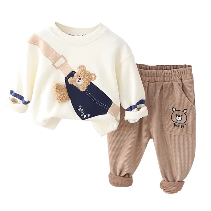 

Long sleeve Spring bear T-shirt +pant Children's Leisure Set Cotton Boys And Girls Babies Clothes Casual Two Piece Tracksuits