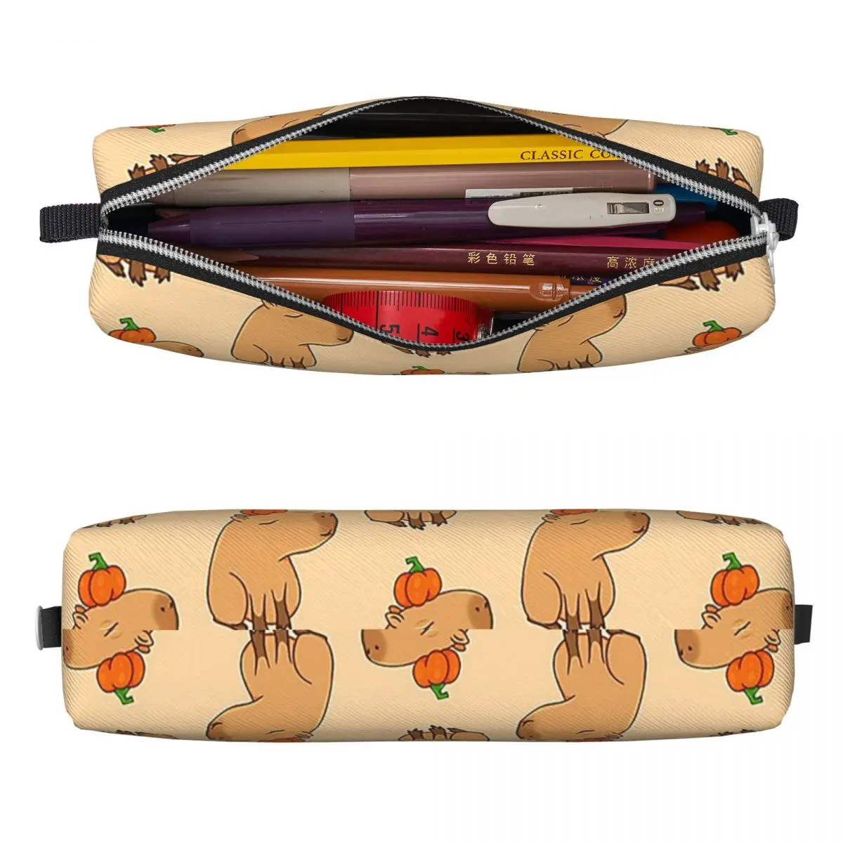 Capybara Pumpkin Pencil Case Animal Lover Pen Bags Student Big Capacity School Supplies Cosmetic Pencilcases