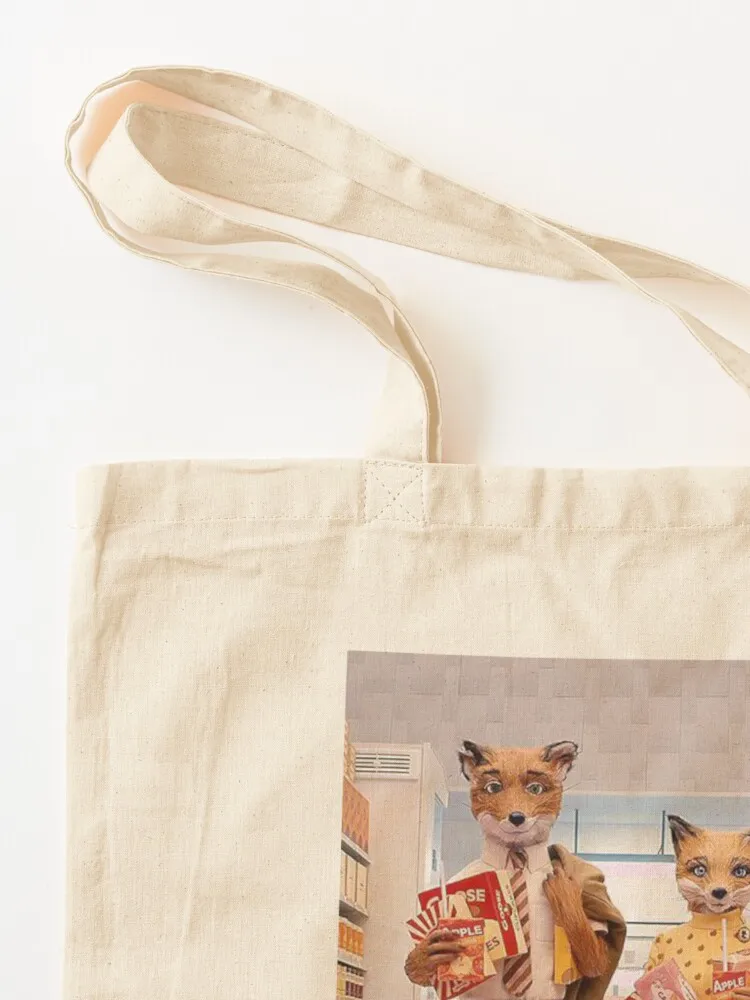 رائع السيد فوكس في متجر البقالة! حقيبة حمل صديقة للبيئة قابلة للطي حقيبة كيس لطيفة من القماش