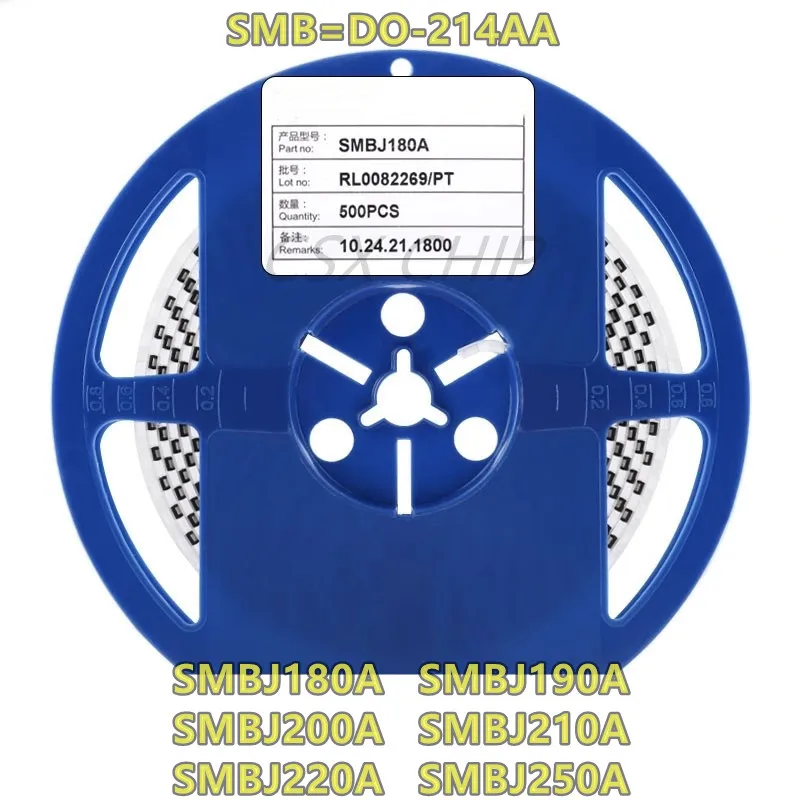 50pcs/lot SMBJ180A SMBJ190A SMBJ200A SMBJ210A SMBJ220A SMBJ250A SMB=DO-214AA TVS DIODE