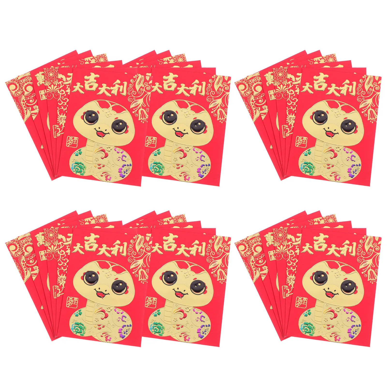 

36Pcs Auspicious Red Envelopes Chinese New Year 2025 Snake Year Spring Festival Money Pouches Traditional Decorative Red Packets