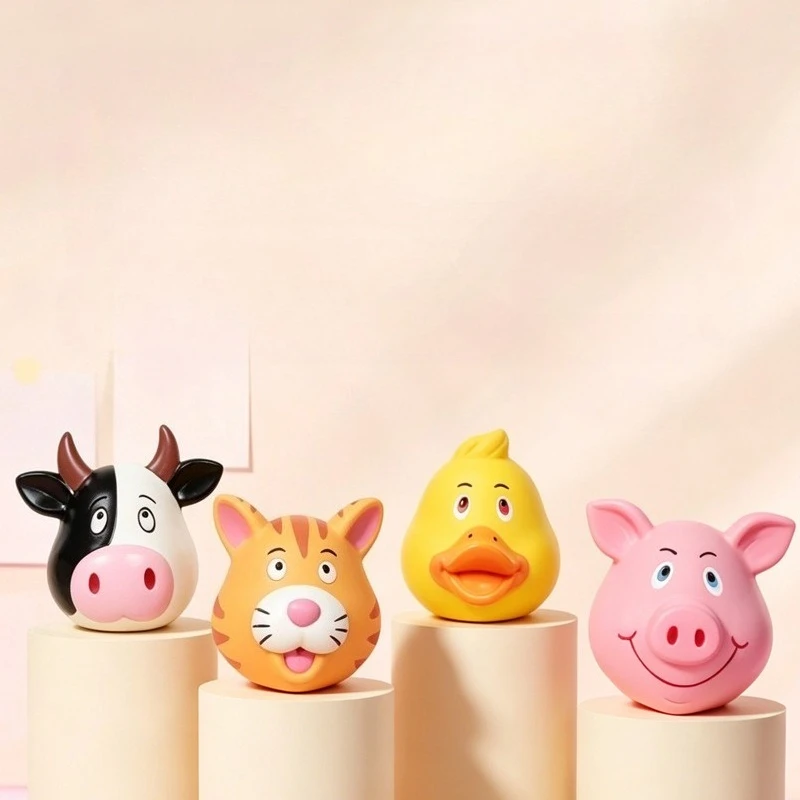 New Style Pet Latex Toy Duck, Cat, Cow, Pig - Dog Chew Toy, Bite-Resistant, Squeaky, for Puppies Small Dogs, Teething Cleaning