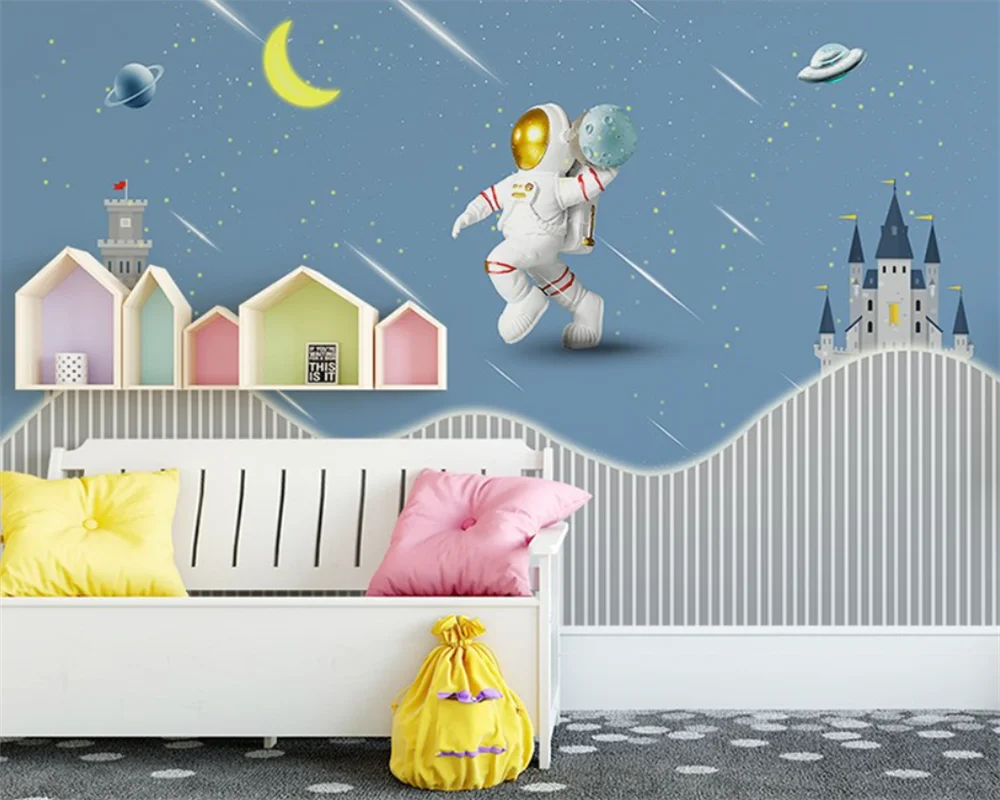 

beibehang Customized wallpaper papel de parede modern spaceship children's room, boy's room, cartoon rocket kindergarten