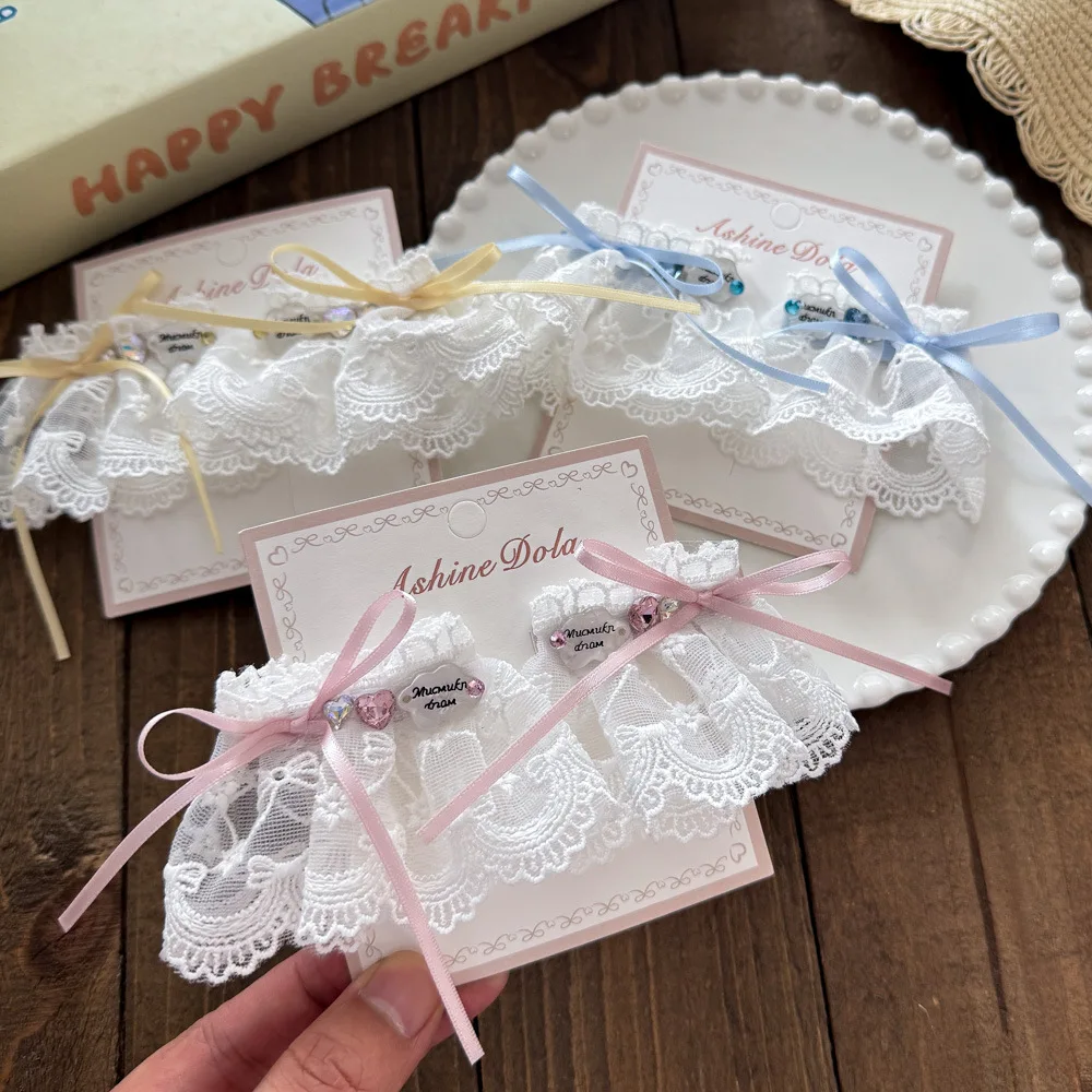 

2 Pcs Children's Hair Clips Set Sweet Lace Bow Cute Kawaii Fashionable Hair Pins Lolita High-quality Hair Accessories For Girl