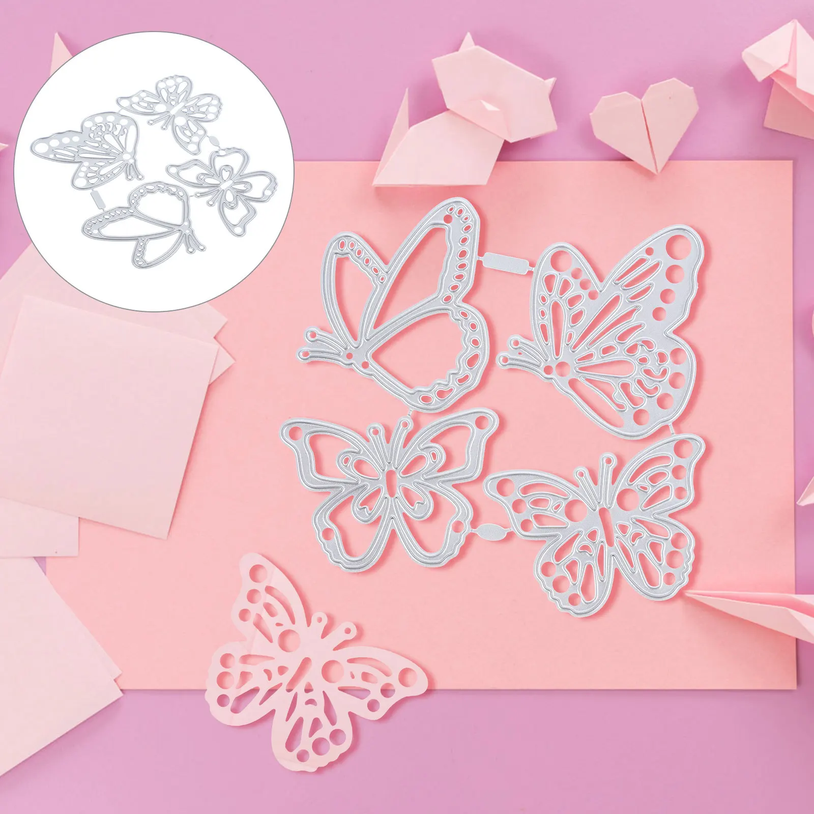 

4Pcs Butterflies Metal Cutting Die Carbon Steel DIY Stencil Mold for Scrapbook Album Photo Frame Handcraft Embossing Tool Gift